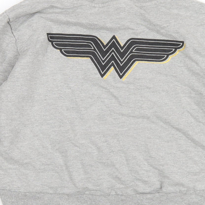 Wonder Woman Girls Grey Cotton Pullover Sweatshirt Size 9-10 Years Pullover