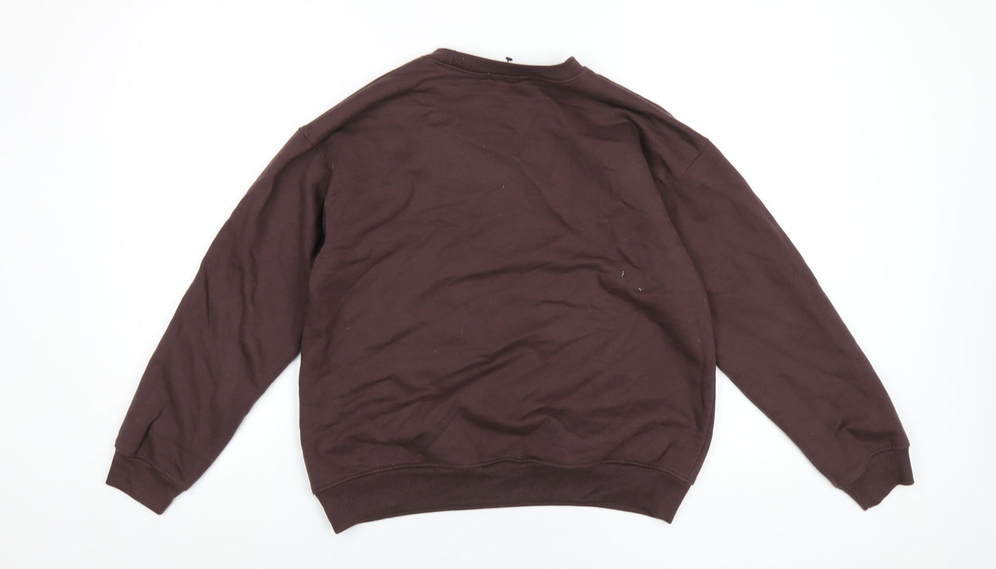 Missguided Womens Brown Cotton Pullover Sweatshirt Size 4 Pullover
