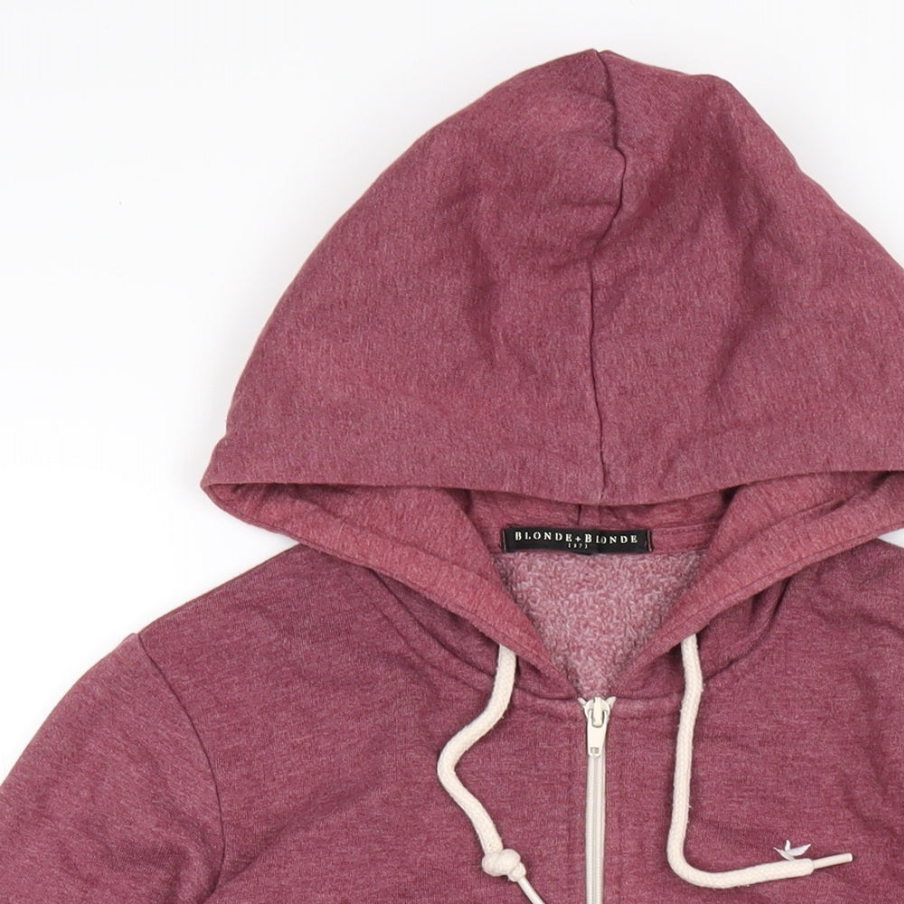 Blonde + Blonde Womens Red Polyester Full Zip Hoodie Size 12 Zip