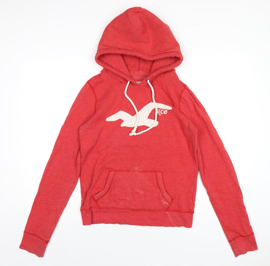 Hollister Womens Red Cotton Pullover Hoodie Size M Pullover