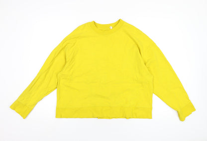 Oysho Womens Yellow Cotton Pullover Sweatshirt Size M Pullover