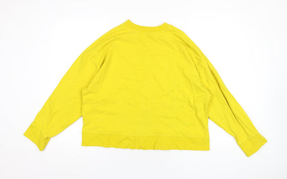 Oysho Womens Yellow Cotton Pullover Sweatshirt Size M Pullover