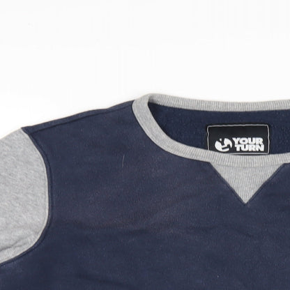 Your Turn Mens Blue Cotton Pullover Sweatshirt Size M