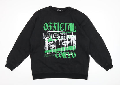 Mens UK Size S Boohoo Black Pullover Sweatshirt