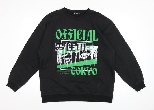 Mens UK Size S Boohoo Black Pullover Sweatshirt