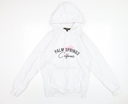 Lipsy Womens White Cotton Pullover Hoodie Size S Pullover