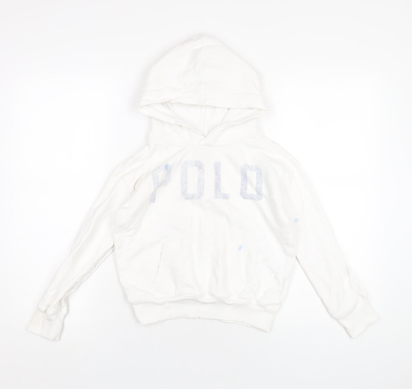 Polo Ralph Lauren Girls White Cotton Pullover Hoodie Size 8-9 Years Pullover