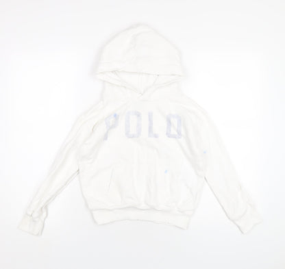 Polo Ralph Lauren Girls White Cotton Pullover Hoodie Size 8-9 Years Pullover