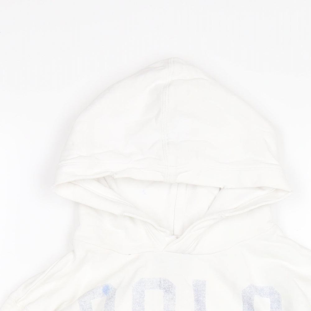 Polo Ralph Lauren Girls White Cotton Pullover Hoodie Size 8-9 Years Pullover