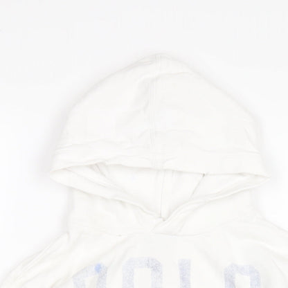 Polo Ralph Lauren Girls White Cotton Pullover Hoodie Size 8-9 Years Pullover