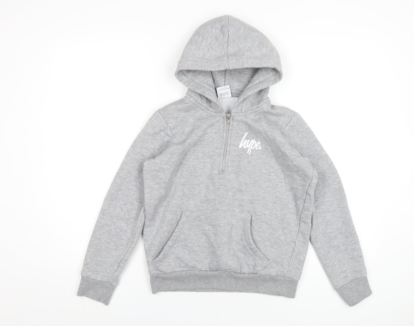 Hype Boys Grey Cotton Pullover Hoodie Size 13 Years Zip