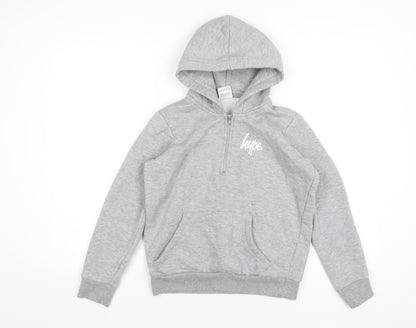 Hype Boys Grey Cotton Pullover Hoodie Size 13 Years Zip
