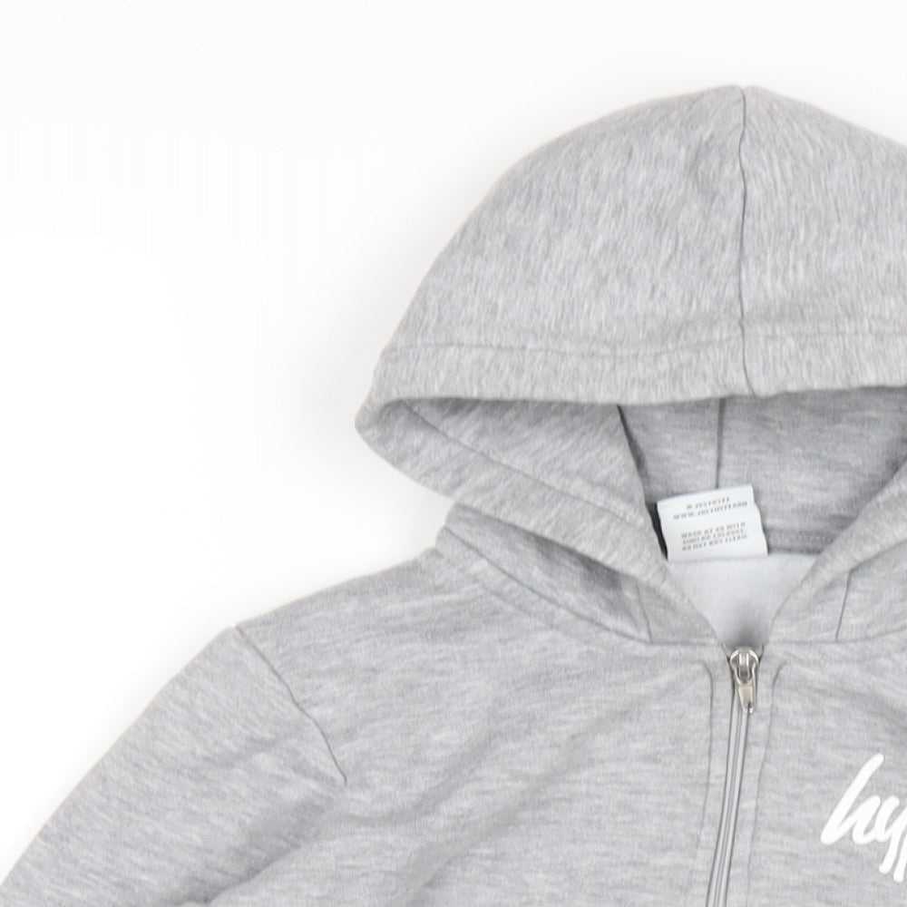 Hype Boys Grey Cotton Pullover Hoodie Size 13 Years Zip