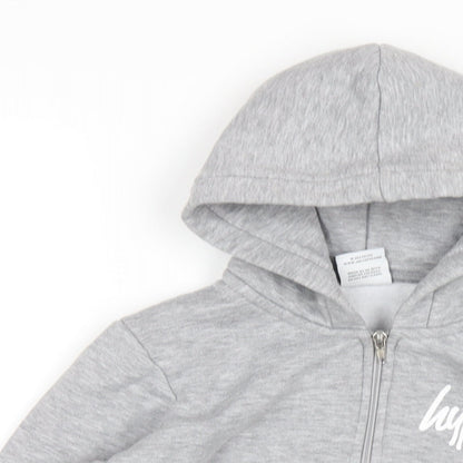 Hype Boys Grey Cotton Pullover Hoodie Size 13 Years Zip