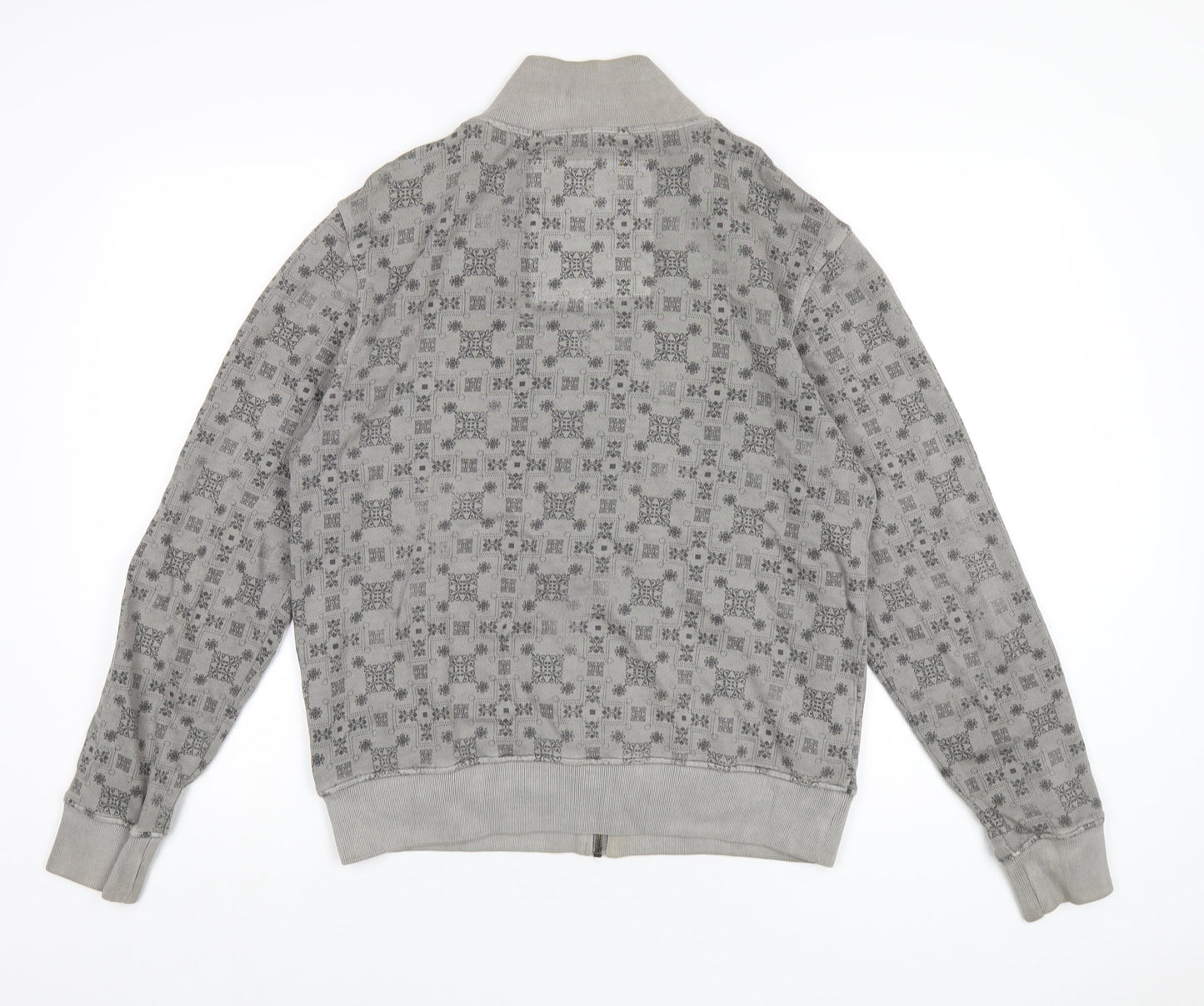 POOLMAN Mens Grey Geometric Cotton Full Zip Sweatshirt Size M