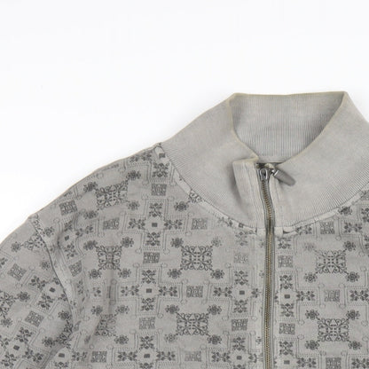 POOLMAN Mens Grey Geometric Cotton Full Zip Sweatshirt Size M
