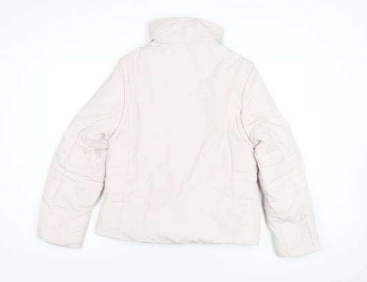 Active Womens White Puffer Jacket Coat Size 12 Zip