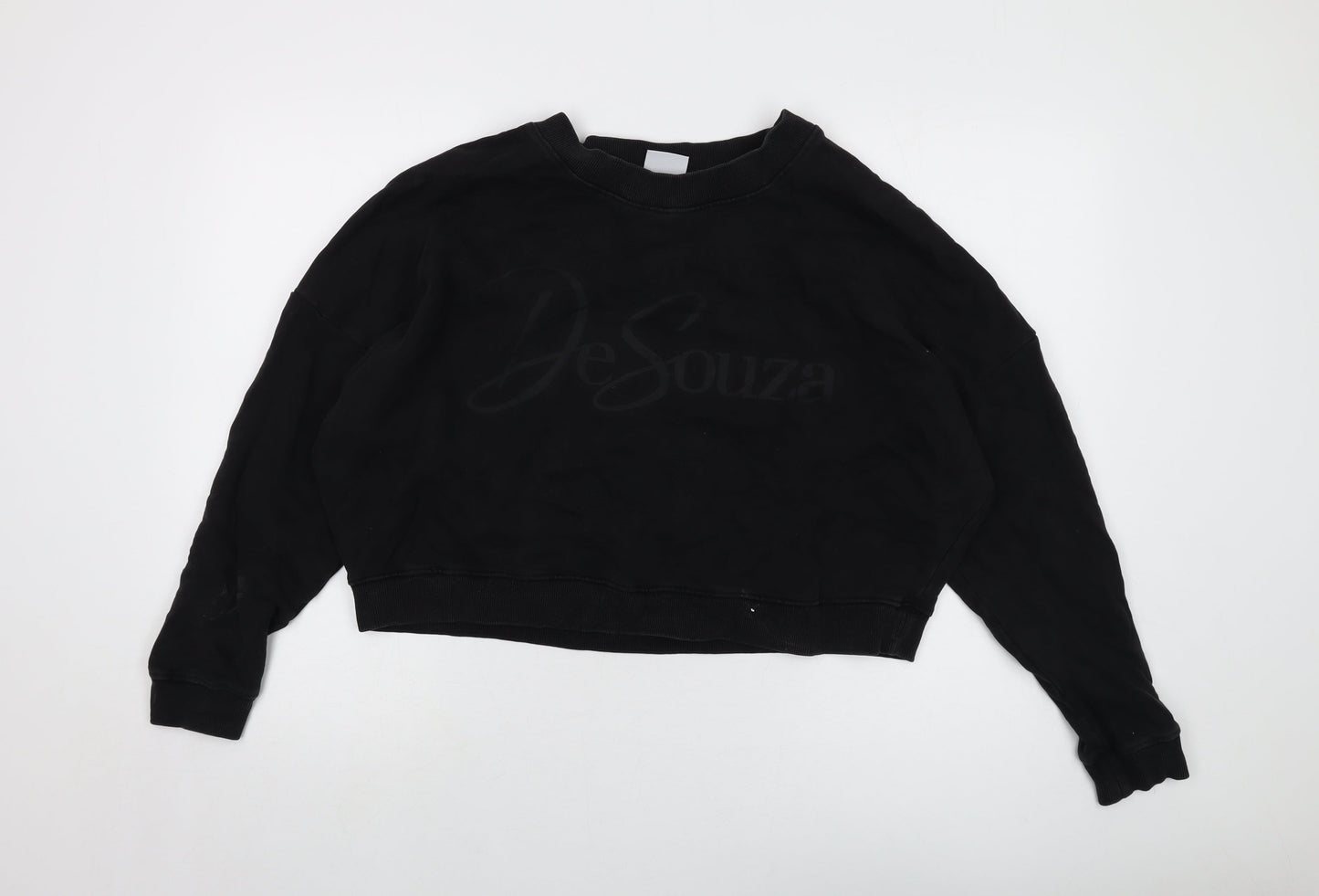 De Souza Womens Black Cotton Pullover Sweatshirt Size S Pullover