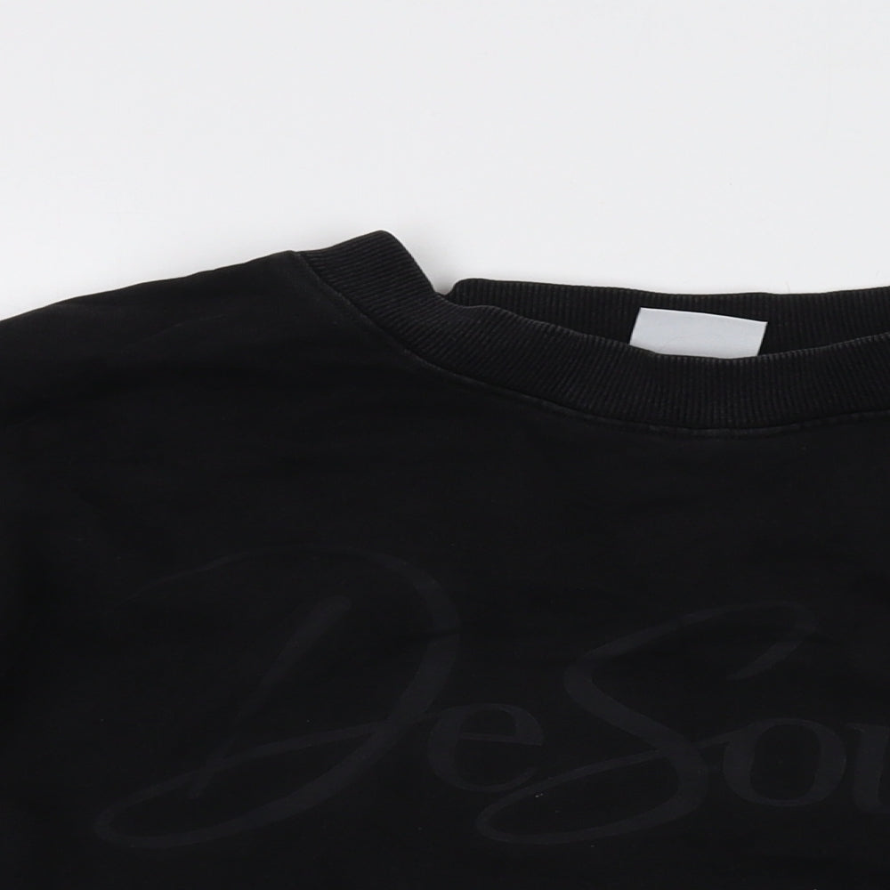 De Souza Womens Black Cotton Pullover Sweatshirt Size S Pullover