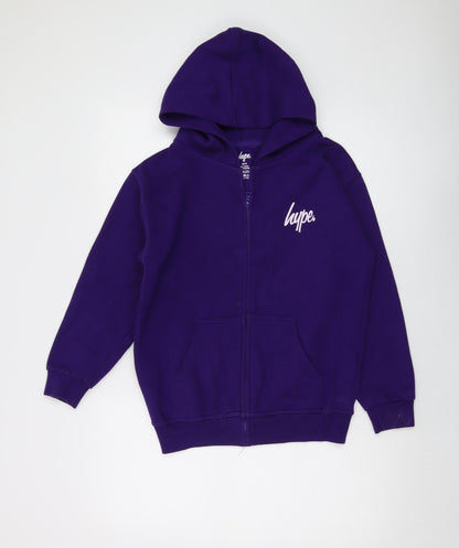 Hype Boys Purple Polyester Full Zip Hoodie Size 12-13 Years Zip