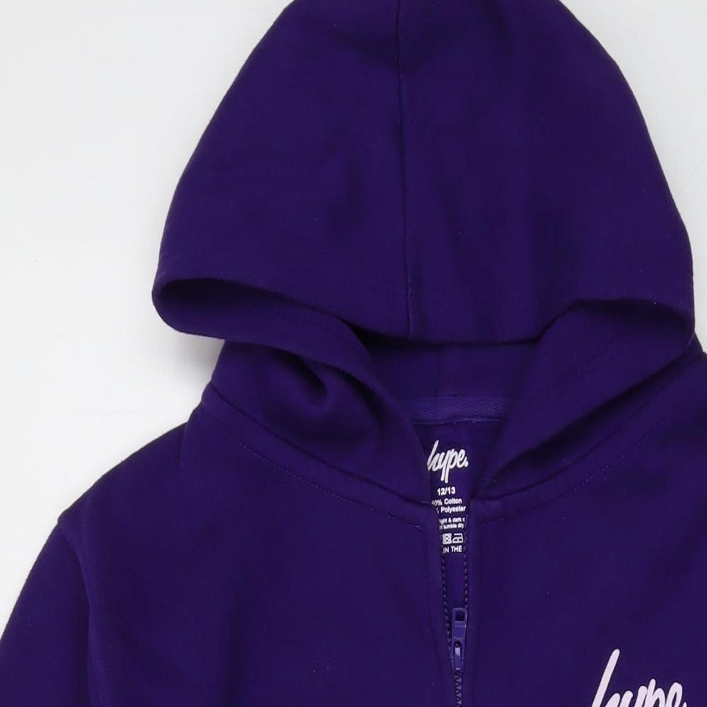 Hype Boys Purple Polyester Full Zip Hoodie Size 12-13 Years Zip