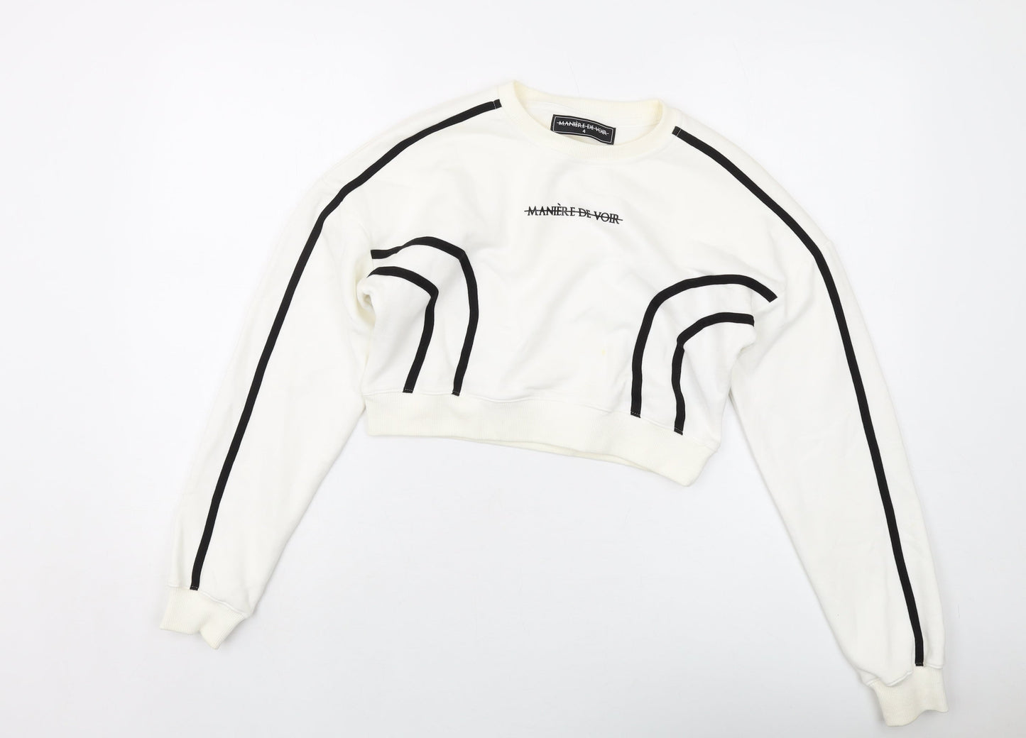 Maniere De Voir Womens Ivory Cotton Pullover Sweatshirt Size 4 Pullover