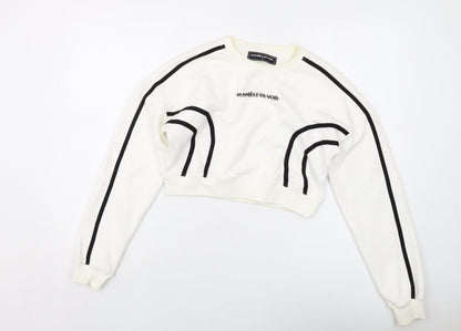 Maniere De Voir Womens Ivory Cotton Pullover Sweatshirt Size 4 Pullover