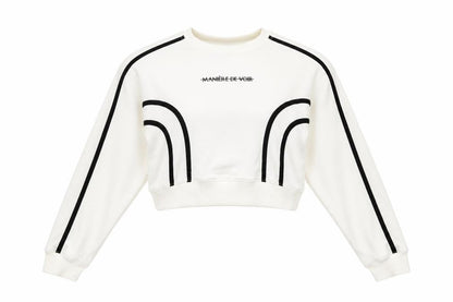 Maniere De Voir Womens Ivory Cotton Pullover Sweatshirt Size 4 Pullover