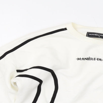 Maniere De Voir Womens Ivory Cotton Pullover Sweatshirt Size 4 Pullover