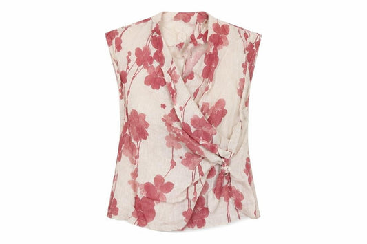 Joyce Womens Beige Geometric Polyester Wrap Blouse Size 12 V-Neck