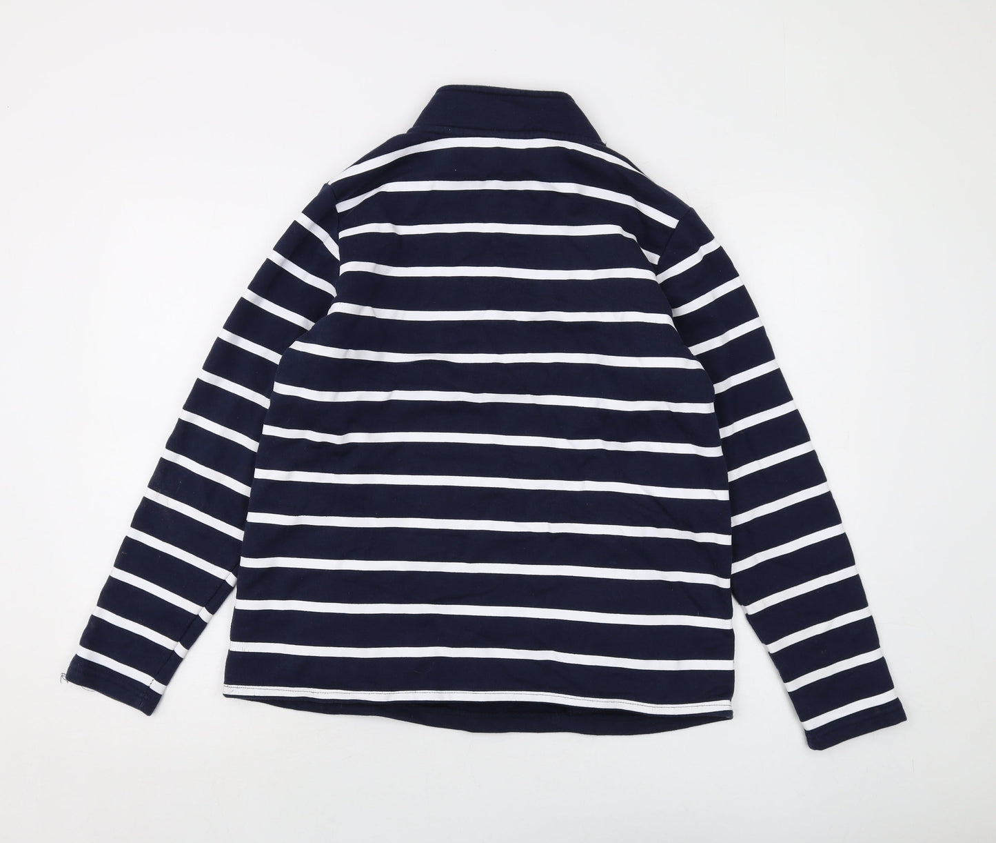 Board Angels Womens Blue Striped Cotton Pullover Sweatshirt Size 16 Zip