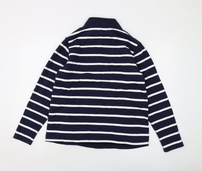 Board Angels Womens Blue Striped Cotton Pullover Sweatshirt Size 16 Zip