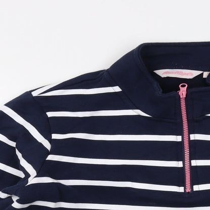 Board Angels Womens Blue Striped Cotton Pullover Sweatshirt Size 16 Zip