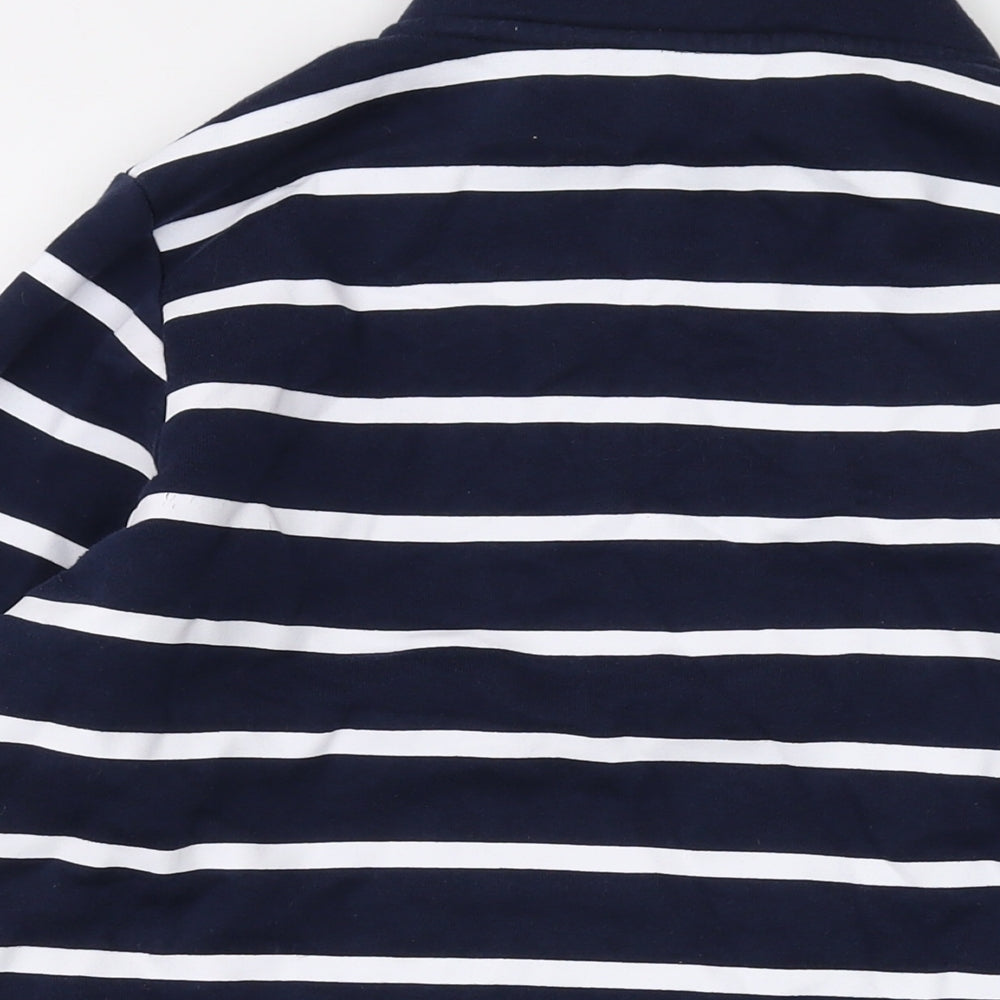 Board Angels Womens Blue Striped Cotton Pullover Sweatshirt Size 16 Zip