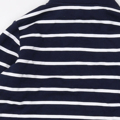 Board Angels Womens Blue Striped Cotton Pullover Sweatshirt Size 16 Zip