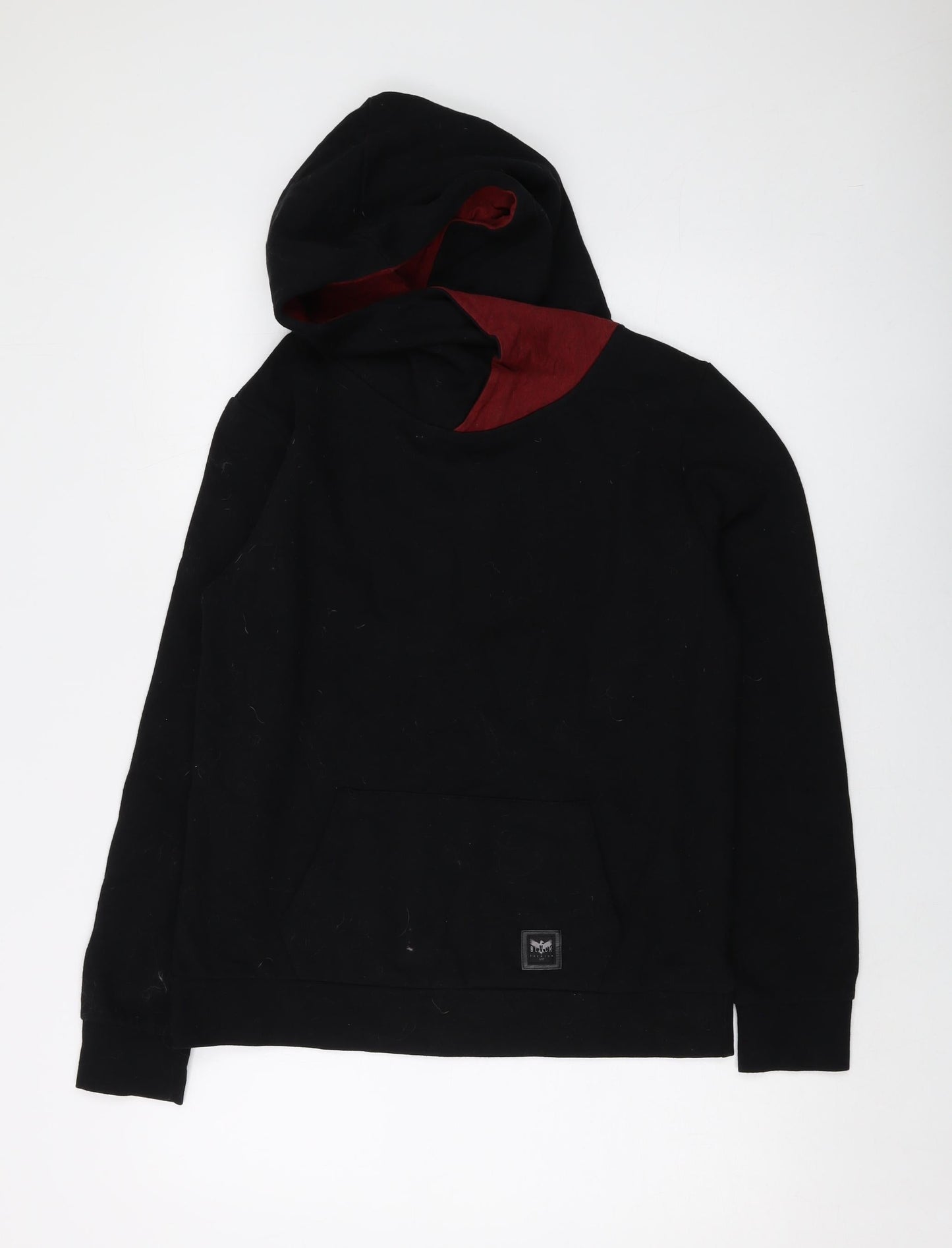 Black Premium Mens Black Cotton Pullover Hoodie Size S