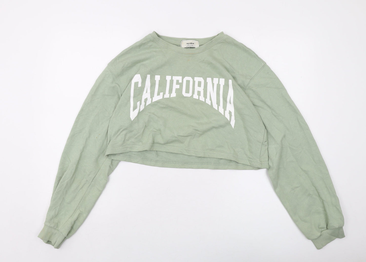 Womens UK Size XL Pull&Bear Green Pullover Sweatshirt