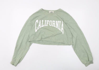 Womens UK Size XL Pull&Bear Green Pullover Sweatshirt