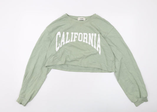 Womens UK Size XL Pull&Bear Green Pullover Sweatshirt