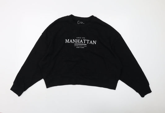Bershka Womens Black Cotton Pullover Sweatshirt Size S Pullover - Manhattan