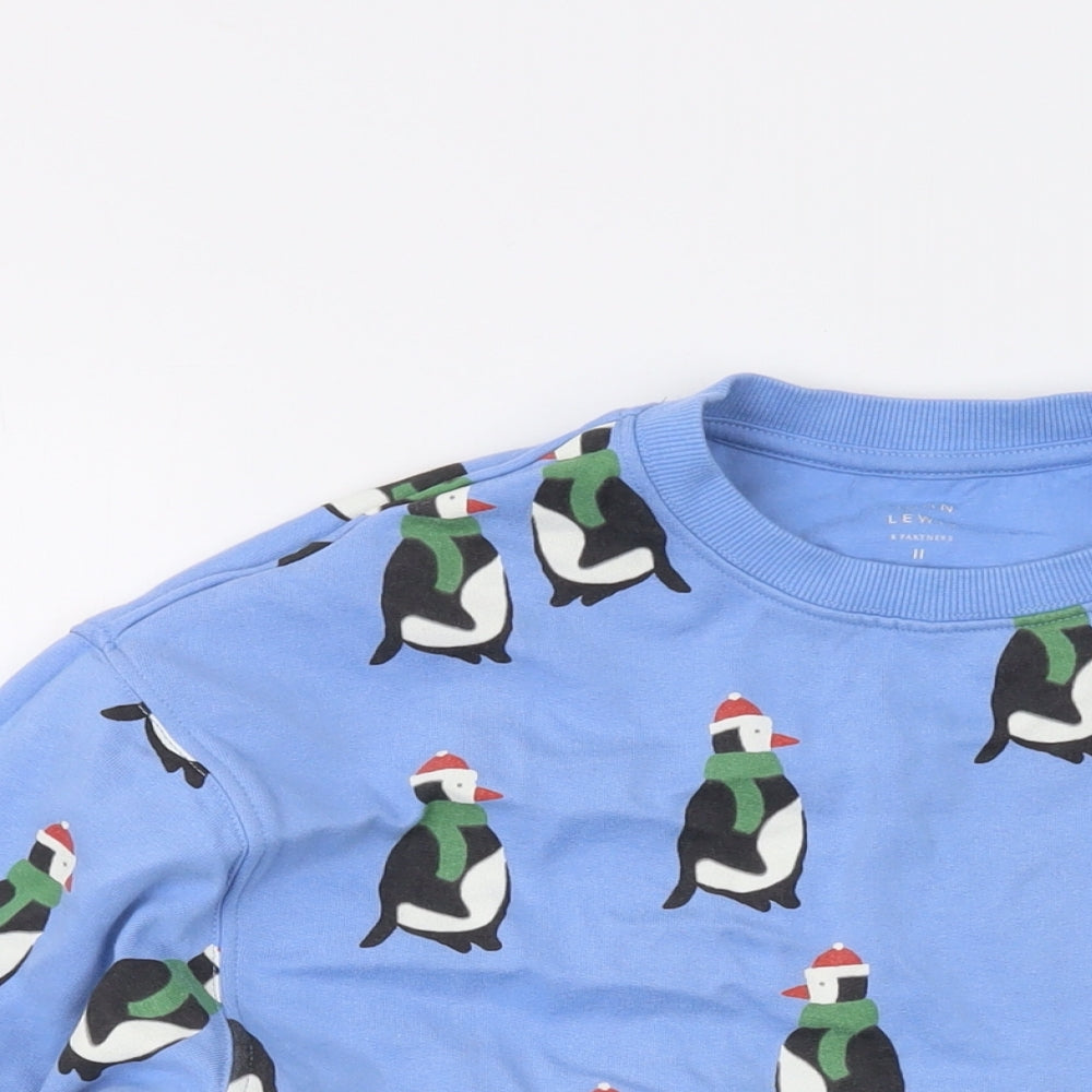 John Lewis Boys Black Geometric Cotton Pullover Sweatshirt Size 11 Years Pullover - Penguin