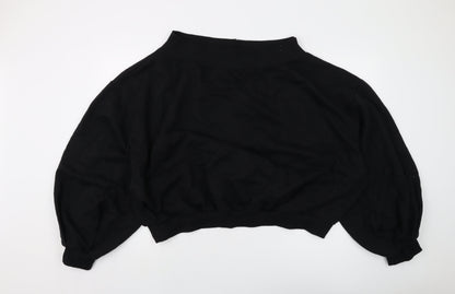 bOPOHOO Womens Black Cotton Pullover Sweatshirt Size 24 Pullover