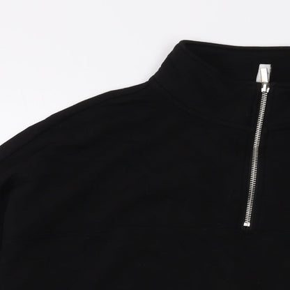 H&M Womens Black Polyester Pullover Sweatshirt Size L Zip