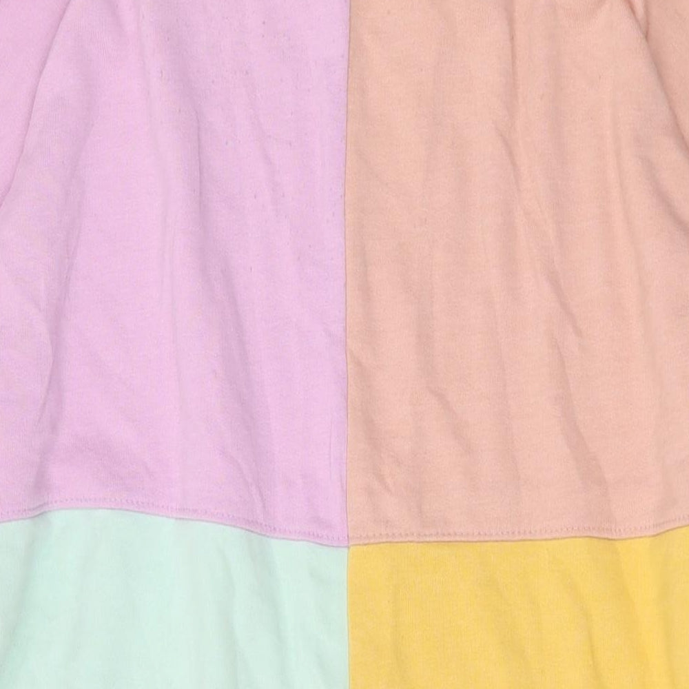 Brand and care label for Missguided women’s multicoloured polyester pullover sweatshirt, size UK 8, pullover