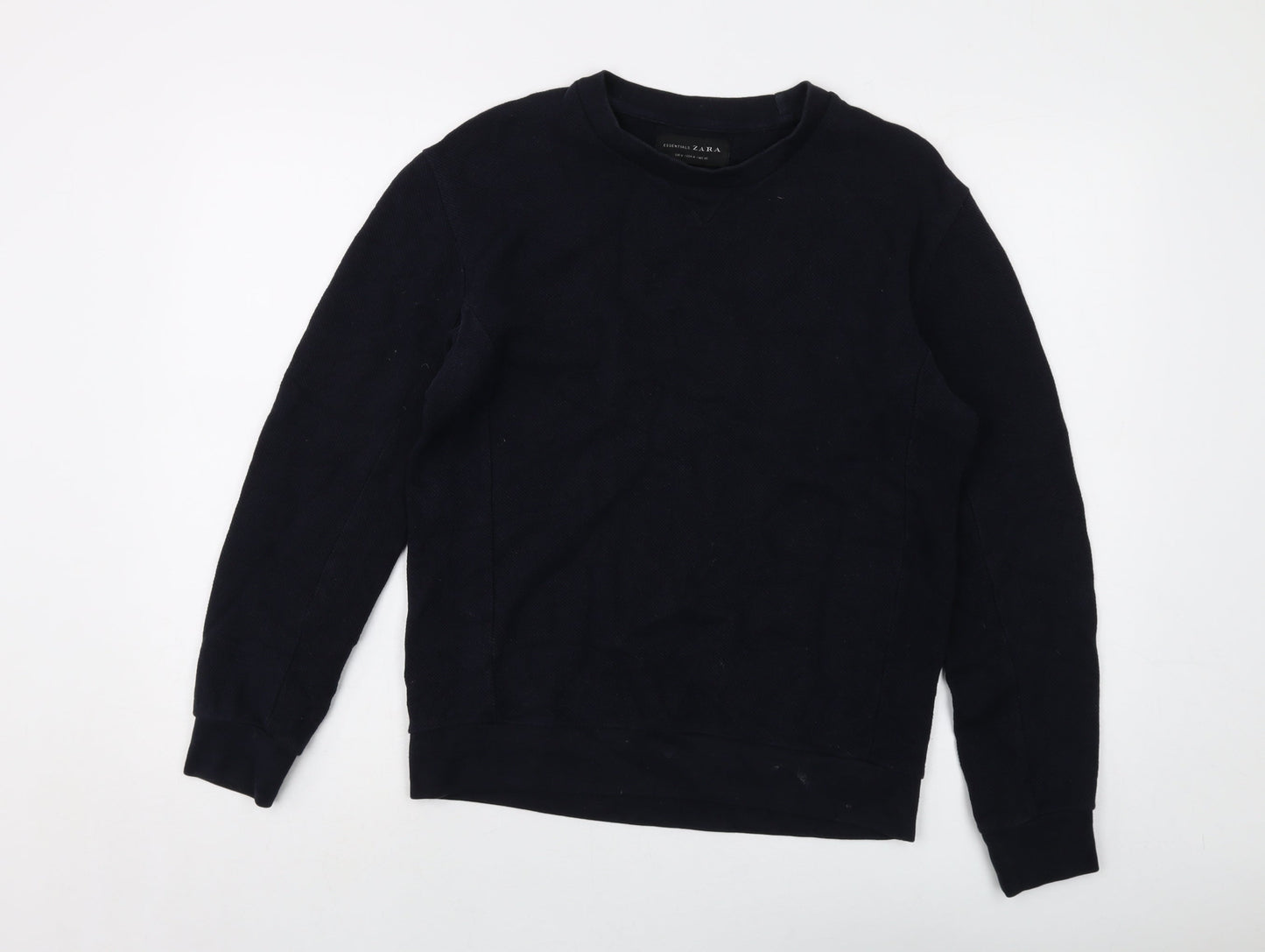 Zara Mens Blue Cotton Pullover Sweatshirt Size M