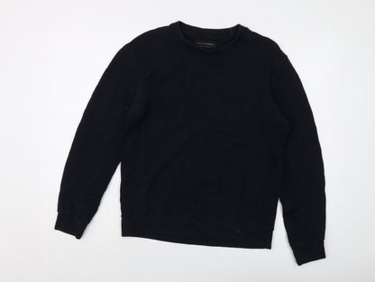 Zara Mens Blue Cotton Pullover Sweatshirt Size M