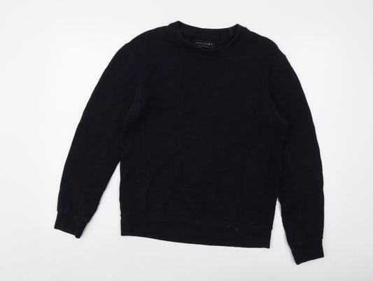 Zara Mens Blue Cotton Pullover Sweatshirt Size M