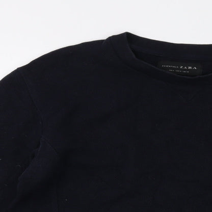 Zara Mens Blue Cotton Pullover Sweatshirt Size M