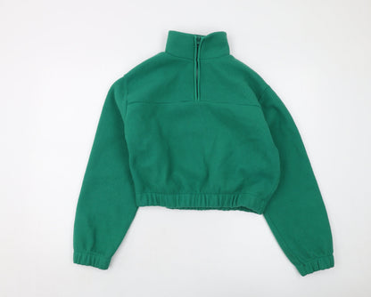 Topshop Womens Green Polyester Pullover Sweatshirt Size 10 Zip