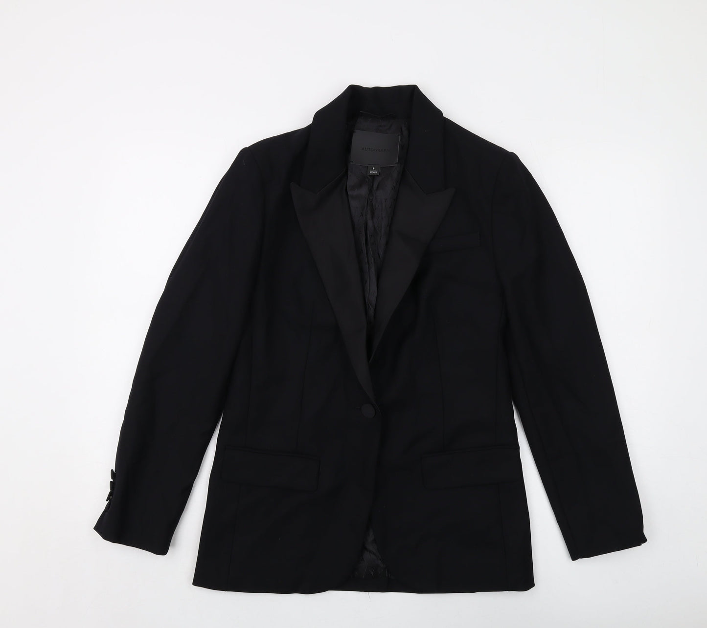 Autograph Womens Black Jacket Size 6 Button